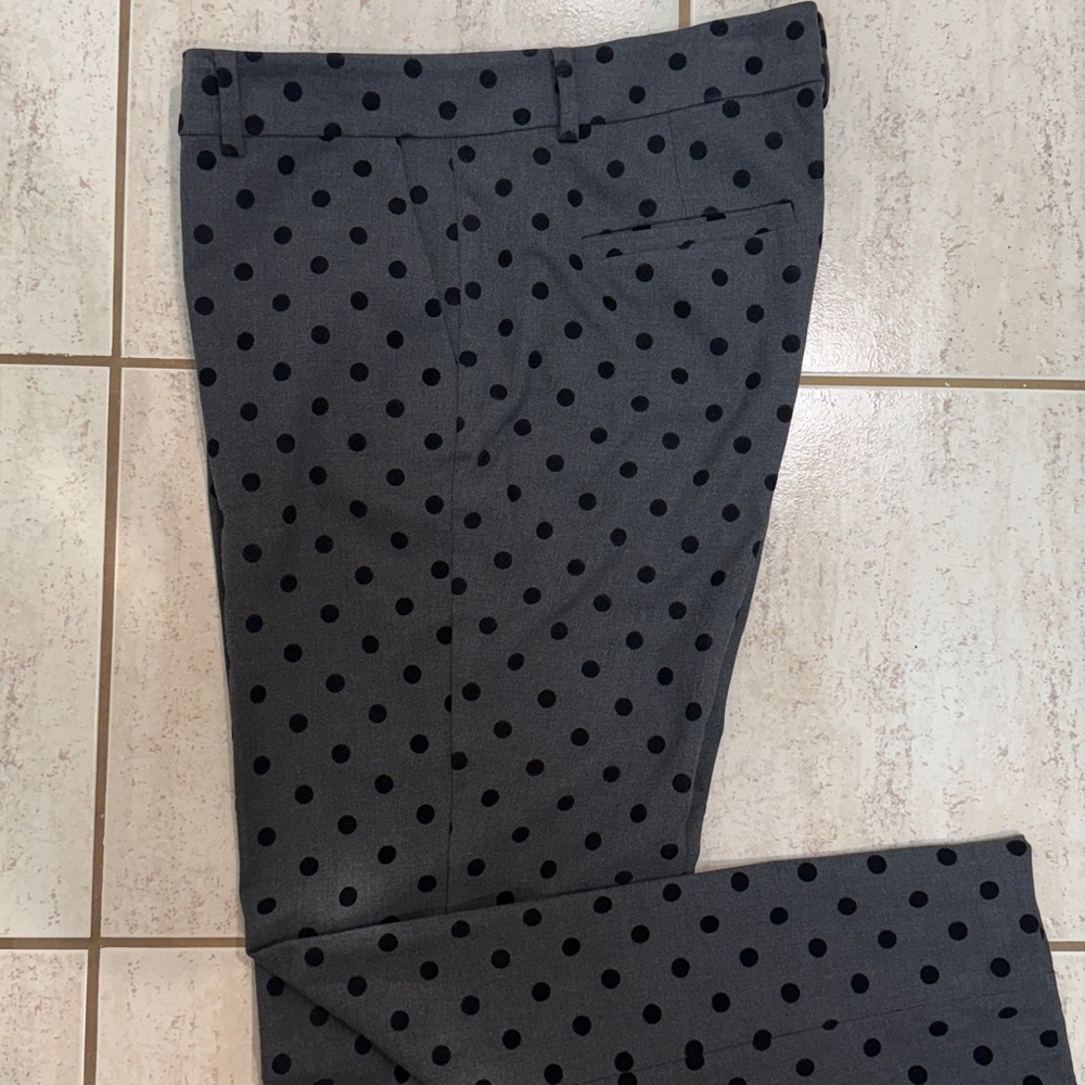 Ann Taylor Gray Pants with Black Polka Dots